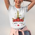 New Christmas Unicorn Face Santicorn Poinsettia Crown Cute Unisex Jersey Short Sleeve Crewneck Tshirt