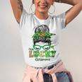 One Lucky Grammy Messy Bun Leopard St Patricks Day Unisex Jersey Short Sleeve Crewneck Tshirt