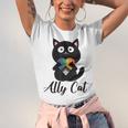 Rainbow Ally Cat Lgbt Gay Pride Flag Heart Kids Jersey T-Shirt