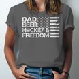 Mens Dad Beer Coach & Freedom Hockey Us Flag 4Th Of July Unisex Jersey Short Sleeve Crewneck Tshirt