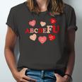 AbcDeFu Valentines Retro Hearts Valentine Candy Jersey T-Shirt