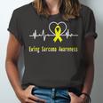 Ewings Sarcoma Awareness Heartbeat Yellow Ribbon Ewings Sarcoma Ewings Sarcoma Awareness Unisex Jersey Short Sleeve Crewneck Tshirt