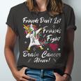 Friends Dont Let Friends Fight Brain Cancer Alone Unicorn Grey Ribbon Brain Cancer Brain Cancer Awareness V2 Unisex Jersey Short Sleeve Crewneck Tshirt