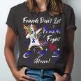 Friends Dont Let Friends Fight Chronic Fatigue Syndrome Cfs Alone Unicorn Blue Ribbon Chronic Fatigue Syndrome Support Cfs Awareness V2 Unisex Jersey Short Sleeve Crewneck Tshirt