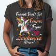 Friends Dont Let Friends Fight Leukemia Alone Unicorn Orange Ribbon Leukemia Leukemia Awareness Unisex Jersey Short Sleeve Crewneck Tshirt