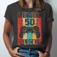 Fun 50Th Birthday Level 50 Unlocked Retro Graphic Birthday Unisex Jersey Short Sleeve Crewneck Tshirt