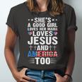 Girl Who Loves Her Mama Jesus And America 4Th Of July Unisex Jersey Short Sleeve Crewneck Tshirt