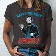 Happy Birthday America Abe Lincoln Fourth Of July Unisex Jersey Short Sleeve Crewneck Tshirt
