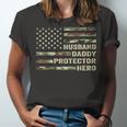 Husband Daddy Protector Hero Fathers Day Flag Jersey T-Shirt