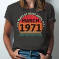 March 1971 50 Years Old Retro Vintage 50Th Birthday Unisex Jersey Short Sleeve Crewneck Tshirt