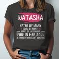 Natasha Name Gift Natasha Hated By Many Loved By Plenty Heart On Her Sleeve Unisex Jersey Short Sleeve Crewneck Tshirt