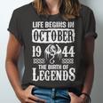 October 1944 Birthday Life Begins In October 1944 Unisex Jersey Short Sleeve Crewneck Tshirt
