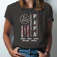 Papa Est 2021 Emma Noah Olivia William Sophia Vintage American Flag Jersey T-Shirt
