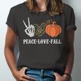 Peace Love Fall Peace Love Pumpkin Unisex Jersey Short Sleeve Crewneck Tshirt