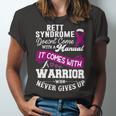 Rett Syndrome Doesnt Come With A Manual It Comes With A Warrior Who Never Gives Up Purple Ribbon Rett Syndrome Rett Syndrome Awareness Unisex Jersey Short Sleeve Crewneck Tshirt