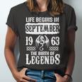 September 1963 Birthday Life Begins In September 1963 Unisex Jersey Short Sleeve Crewneck Tshirt