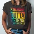 Straight Outta 5Th Grade Class Of 2022 Graduation Rainbow Jersey T-Shirt