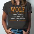 Wolf Name Gift Wolf The Man The Myth The Legend Unisex Jersey Short Sleeve Crewneck Tshirt