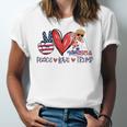 4Th Of July Peace Love Trump Merica Usa Flag Patriotic Jersey T-Shirt