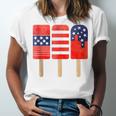 4Th Of July Popsicles Usa Flag Independence Day Patriotic Unisex Jersey Short Sleeve Crewneck Tshirt