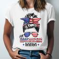 All American Mom Messy Bun Women 4Th Of July Patriotic Mom Unisex Jersey Short Sleeve Crewneck Tshirt