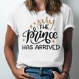 Baby Shower Text Design The Prince Has Arrived Unisex Jersey Short Sleeve Crewneck Tshirt