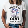 Barbercorn Funny Unicorn Dabbing Gift Like A Normal Barber But More Awesome Unisex Jersey Short Sleeve Crewneck Tshirt