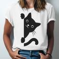 Black Cat Peeking Unisex Jersey Short Sleeve Crewneck Tshirt