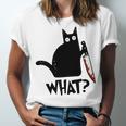 Cat What Murderous Black Cat With Knife Unisex Jersey Short Sleeve Crewneck Tshirt