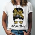 Cheer Mom Leopard Messy Bun Cheerleader Funny Mothers Day V2 Unisex Jersey Short Sleeve Crewneck Tshirt