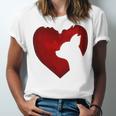 Chihuahua Shape With Red Heart Painting For Valentine Day Unisex Jersey Short Sleeve Crewneck Tshirt