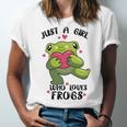 Cute Frog Just A Girl Who Loves Frogs Funny Frog Lover Gift For Girl Frog Lover Unisex Jersey Short Sleeve Crewneck Tshirt