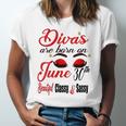 Divas Are Born On June 30Th Cancer Girl Astrology June Queen V Neck Jersey T-Shirt