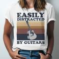 Easily Distracted By Guitars Quote For A Guitar Player Racerback Unisex Jersey Short Sleeve Crewneck Tshirt