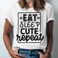 Eat Sleep Cute Repeat Graphic Design For Babys Unisex Jersey Short Sleeve Crewneck Tshirt