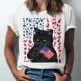 Funny Black Cat Independence Flag 633 Shirt Unisex Jersey Short Sleeve Crewneck Tshirt