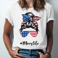 Funny Mom Life Messy Bun America Flag Mors Day 4Th Of July T-Shirt Unisex Jersey Short Sleeve Crewneck Tshirt