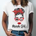 March Girl Women Face Wink Eye Bandana Birthday Gifts 548 Trending Shirt Unisex Jersey Short Sleeve Crewneck Tshirt