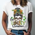 One Lucky Grandma Shamrock Plaid Leopard St Patricks Day Unisex Jersey Short Sleeve Crewneck Tshirt