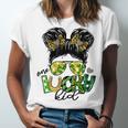 One Lucky Kid Messy Bun Shamrock St Patricks Day Unisex Jersey Short Sleeve Crewneck Tshirt