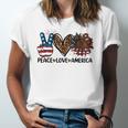 Peace Love America Sunflower Leopard Usa Flag 4Th Of July Jersey T-Shirt