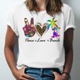 Peace Love Beach Summer Vacation Beach 185 Shirt Unisex Jersey Short Sleeve Crewneck Tshirt