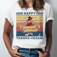 Turkey Happy Thanks Vegan Turkey Vintage Retro Unisex Jersey Short Sleeve Crewneck Tshirt