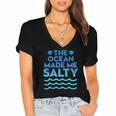 Cute Salt Water Beaches Ocean Make Me Salty Sea Shells Women's Jersey Short Sleeve Deep V-Neck Tshirt