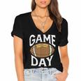 Football Player Vintage Game Day Women's Jersey Short Sleeve Deep V-Neck Tshirt