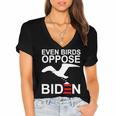 Funny Even Birds Oppose Biden Women's Jersey Short Sleeve Deep V-Neck Tshirt