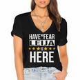 Have No Fear Leija Is Here Name Women's Jersey Short Sleeve Deep V-Neck Tshirt