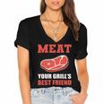 Meat Your Grill’S Best Friend Butcher Chef Cook Bbq Women's Jersey Short Sleeve Deep V-Neck Tshirt