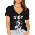 Motorcycle Let The Dirt Fly Dirtbike 494 Shirt Women's Jersey Short Sleeve Deep V-Neck Tshirt