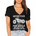 Motorcycles When Four Wheels Cage Is 461 Shirt Women's Jersey Short Sleeve Deep V-Neck Tshirt